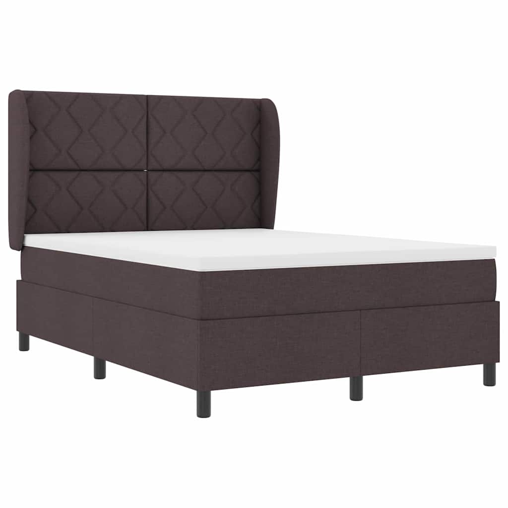 Box spring seng med hovedgærde Mørkebrun 140 x 190 cm Stof