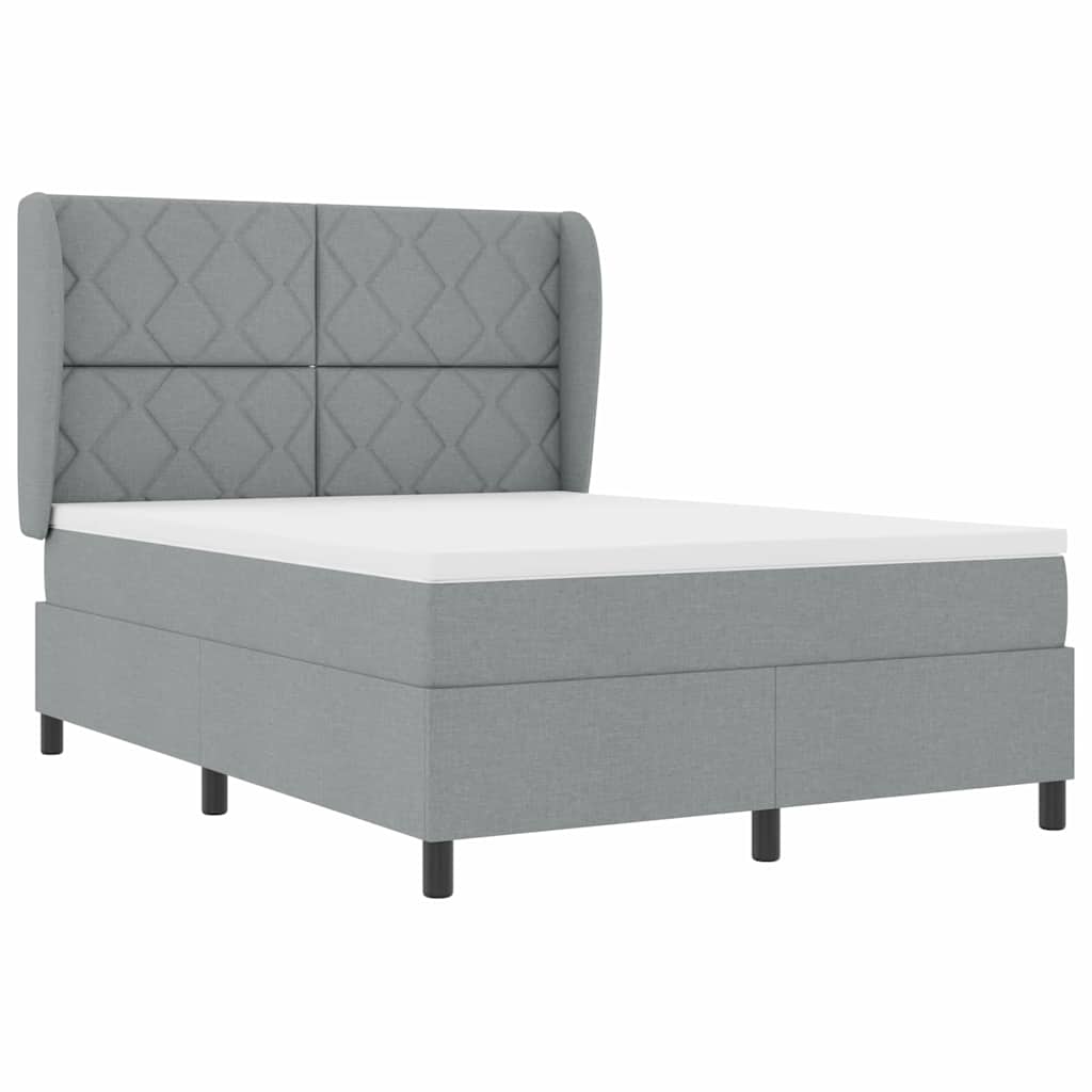 Box spring seng med hovedgærde Lysegrå 140 x 200 cm Stof
