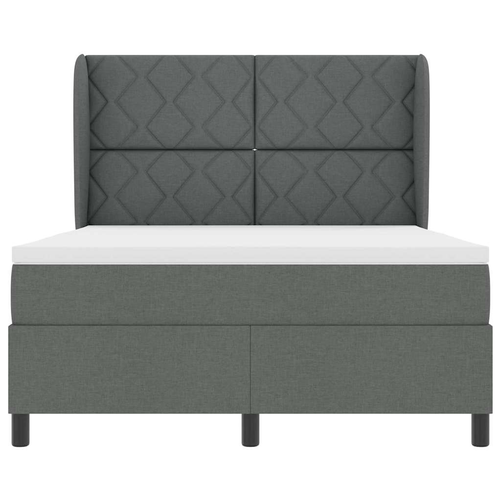 Box spring seng med hovedgærde Mørkegrå 140 x 200 cm Stof