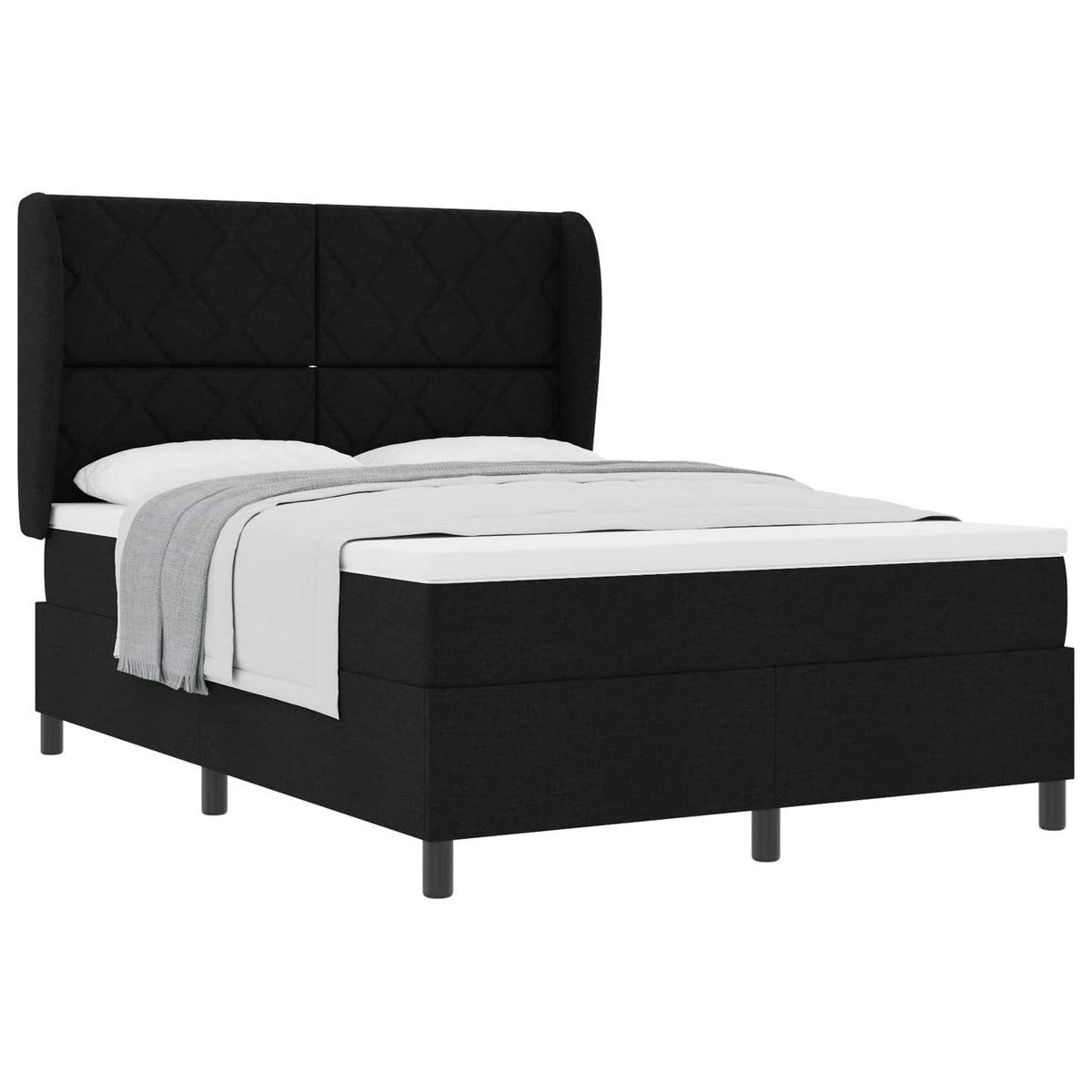 Box spring seng med hovedgærde Sort 140 x 200 cm Stof