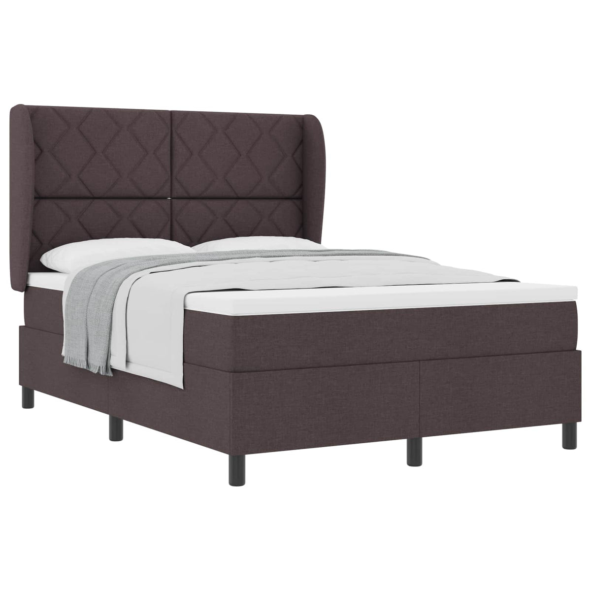 Box spring seng med hovedgærde Mørkebrun 140 x 200 cm Stof