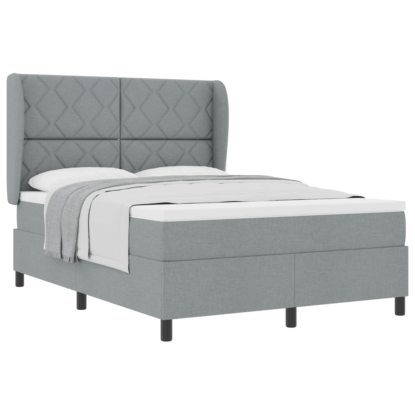 Box spring seng med hovedgærde Lysegrå 160 x 200 cm Stof