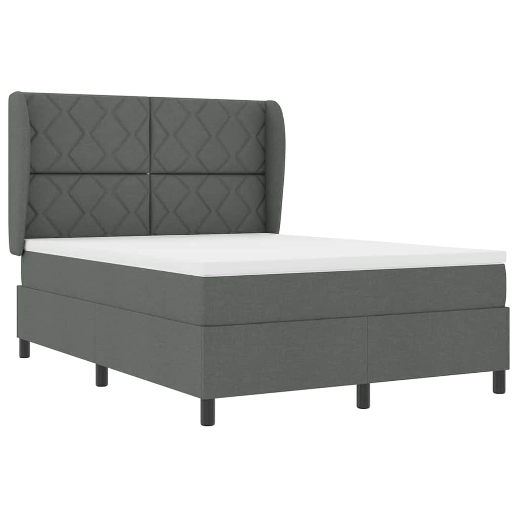 Box spring seng med hovedgærde Mørkegrå 160 x 200 cm Stof