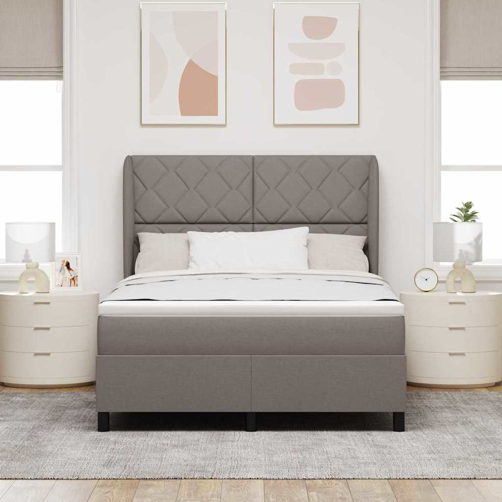 Box spring seng med hovedgærde Gråbrun 160 x 200 cm Stof