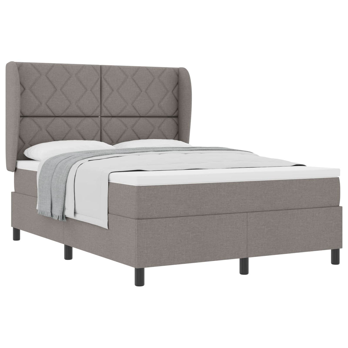 Box spring seng med hovedgærde Gråbrun 160 x 200 cm Stof
