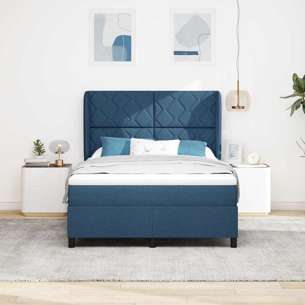 Box spring seng med hovedgærde Blå 160 x 200 cm Stof