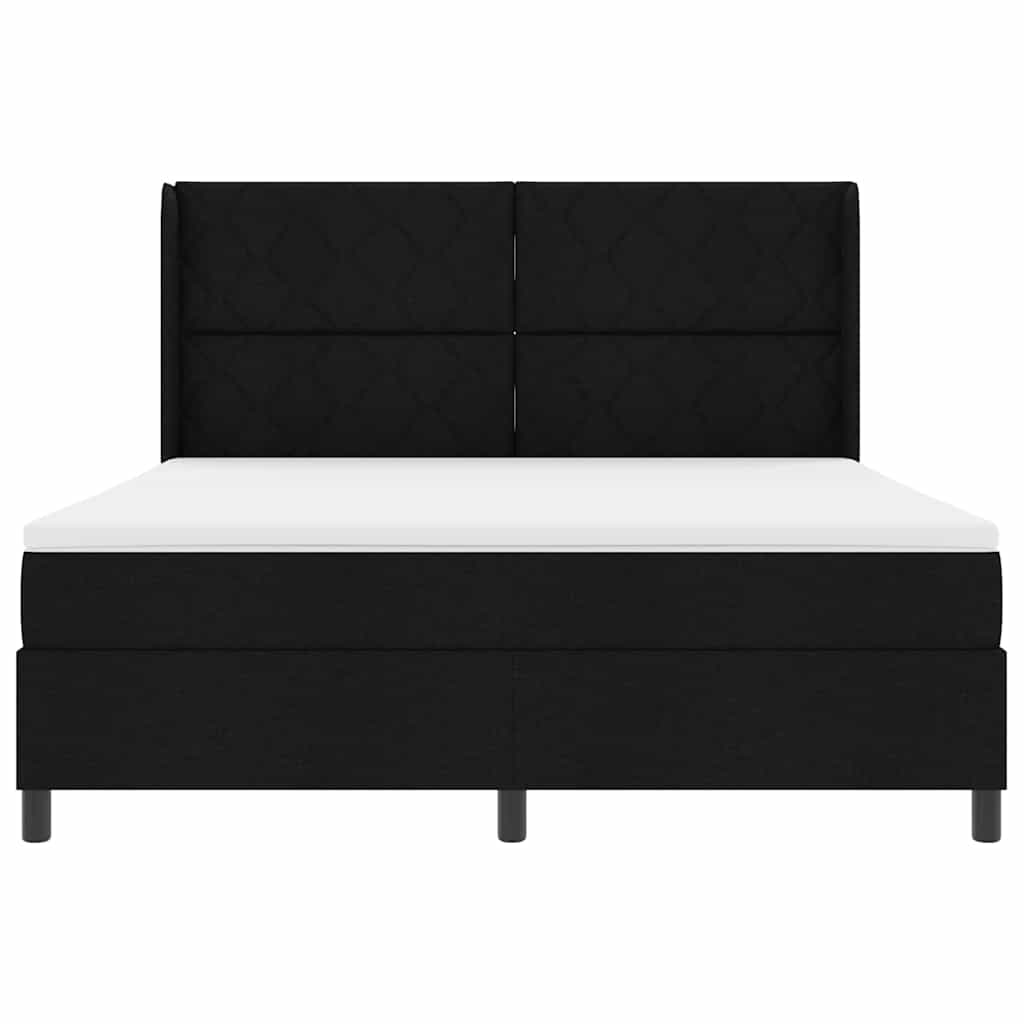 Box spring seng med hovedgærde Sort 180 x 200 cm Stof
