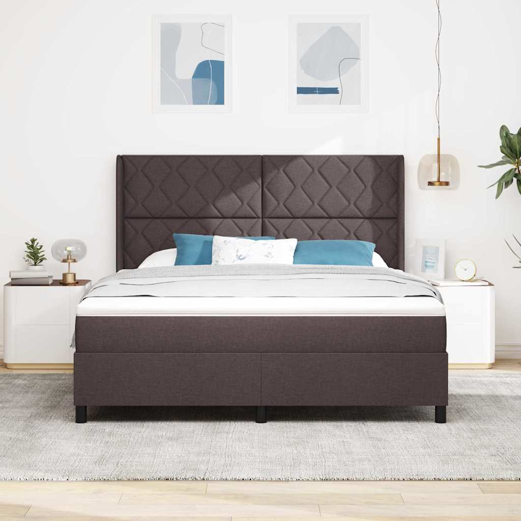 Box spring seng med hovedgærde Mørkebrun 180 x 200 cm Stof