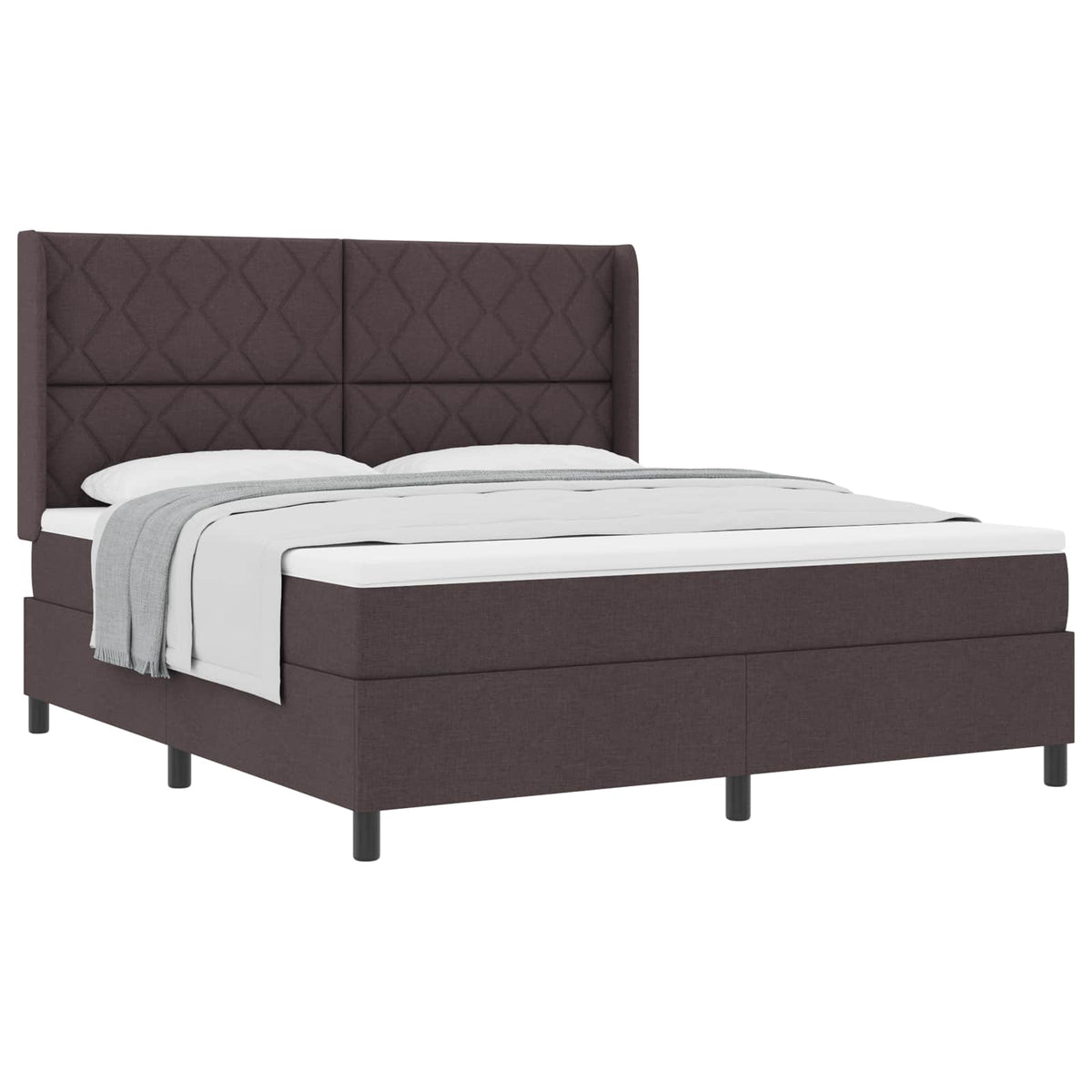 Box spring seng med hovedgærde Mørkebrun 180 x 200 cm Stof