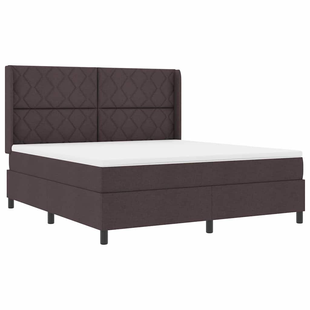 Box spring seng med hovedgærde Mørkebrun 180 x 200 cm Stof