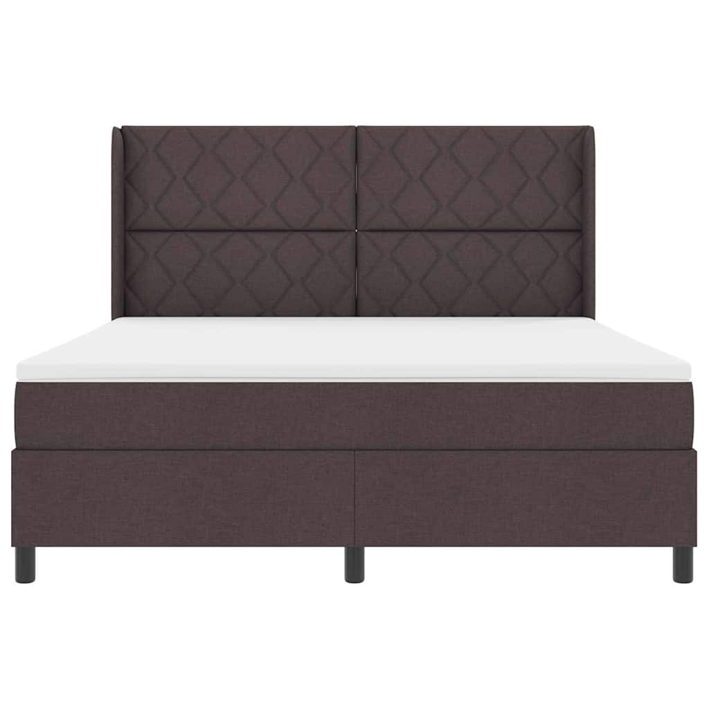Box spring seng med hovedgærde Mørkebrun 180 x 200 cm Stof