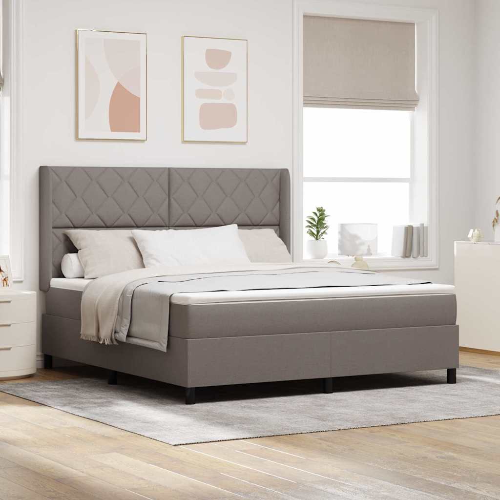 Box spring seng med hovedgærde Gråbrun 180 x 200 cm Stof