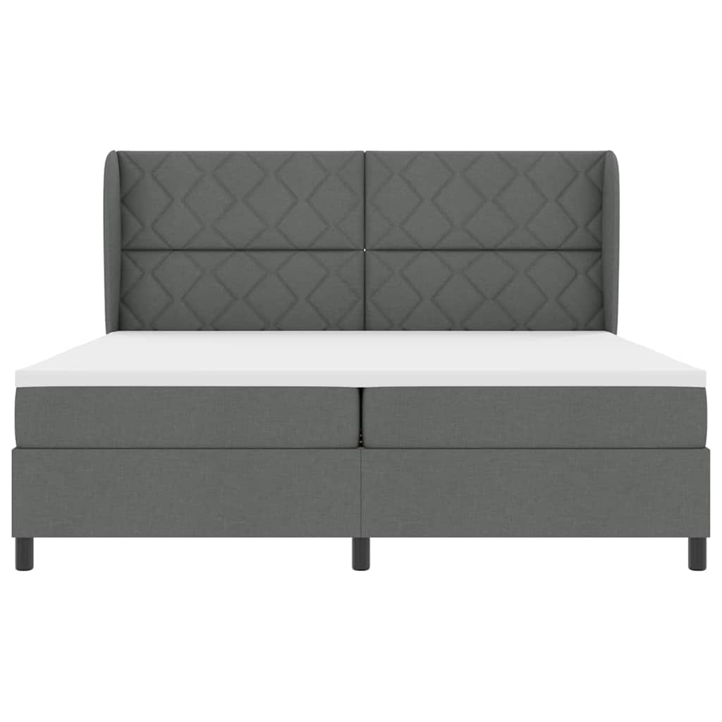 Box spring seng med hovedgærde Mørkegrå 200 x 200 cm Stof