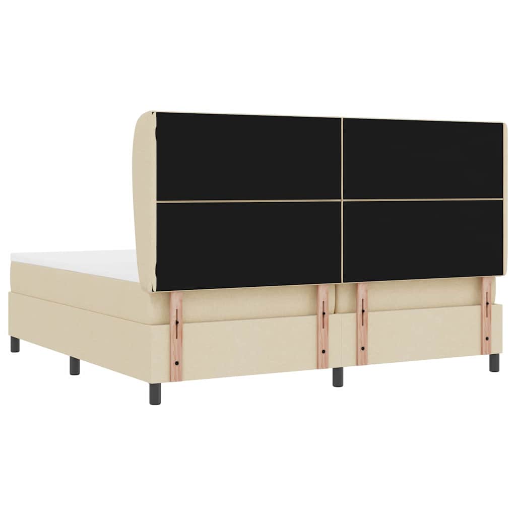 Box spring seng med hovedgærde Creme 200 x 200 cm Stof