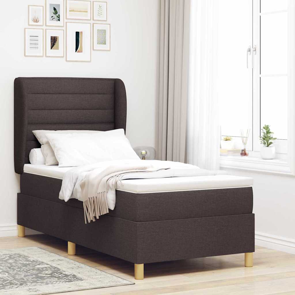 Box spring seng med madras Mørk Brun 200 x 80 cm Stof