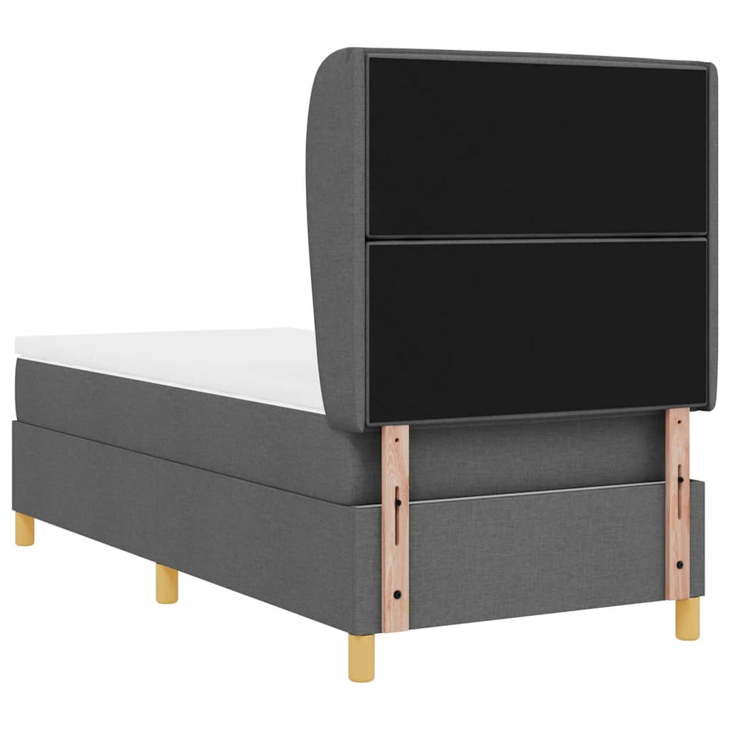 Box spring seng med madras Mørkegrå 190 x 90 cm Stof