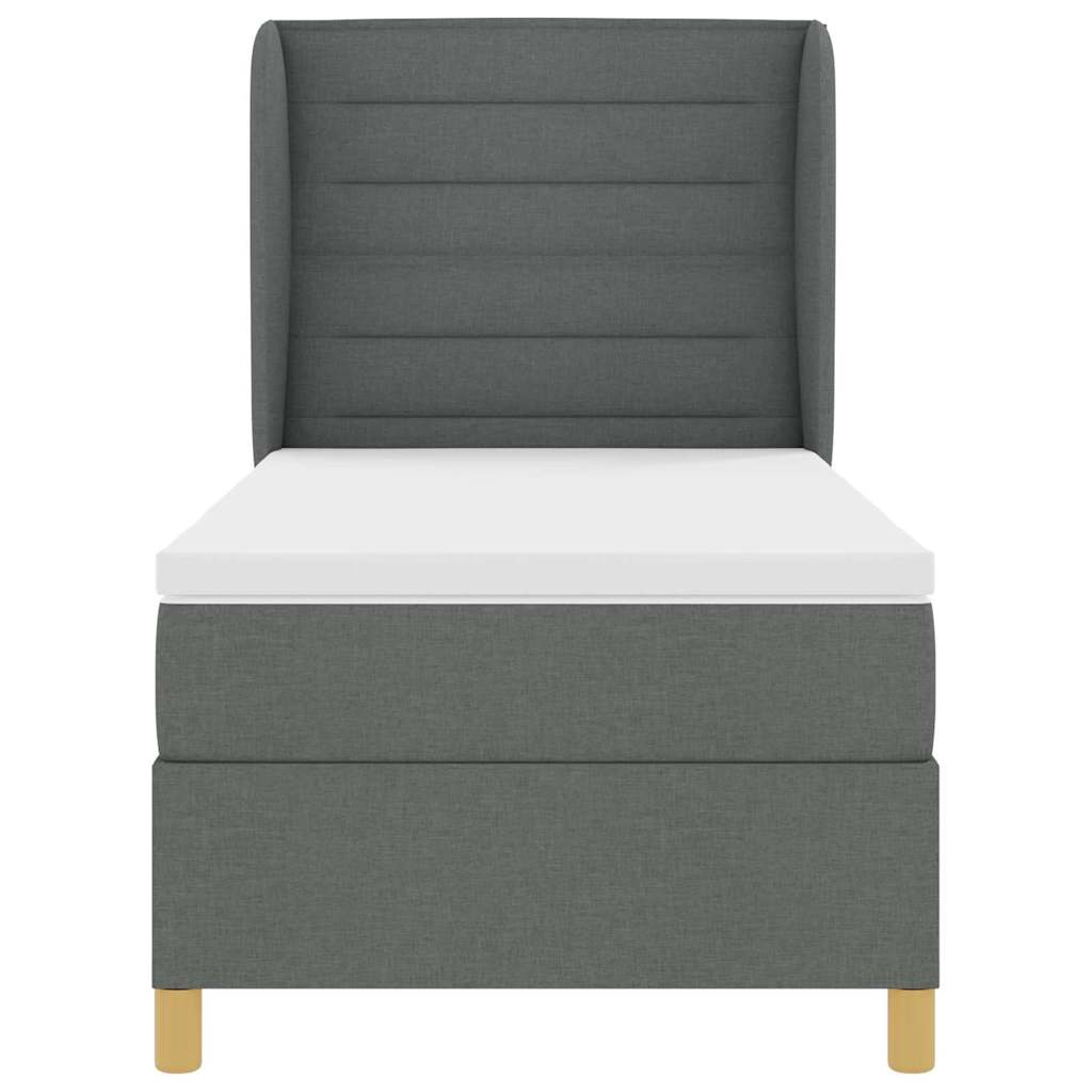 Box spring seng med madras Mørkegrå 190 x 90 cm Stof