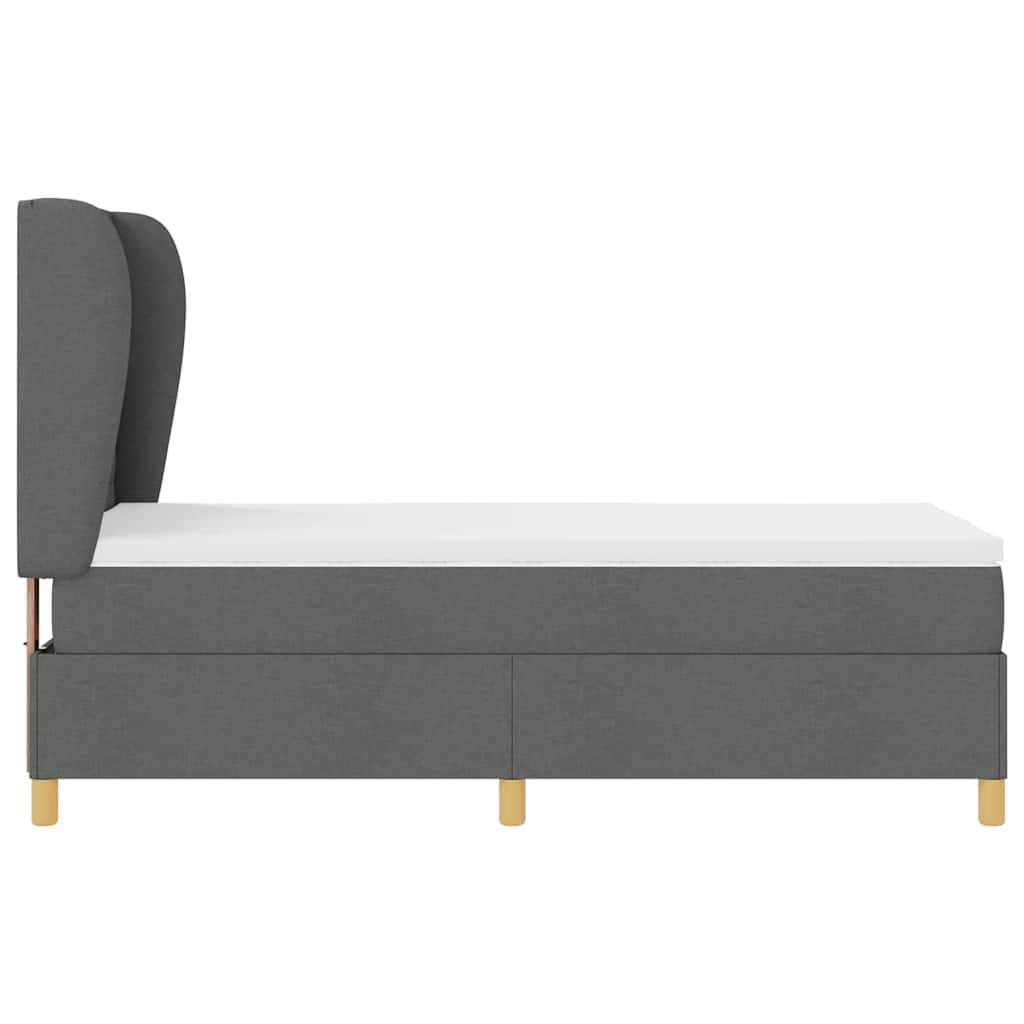 Box spring seng med madras Mørkegrå 190 x 90 cm Stof