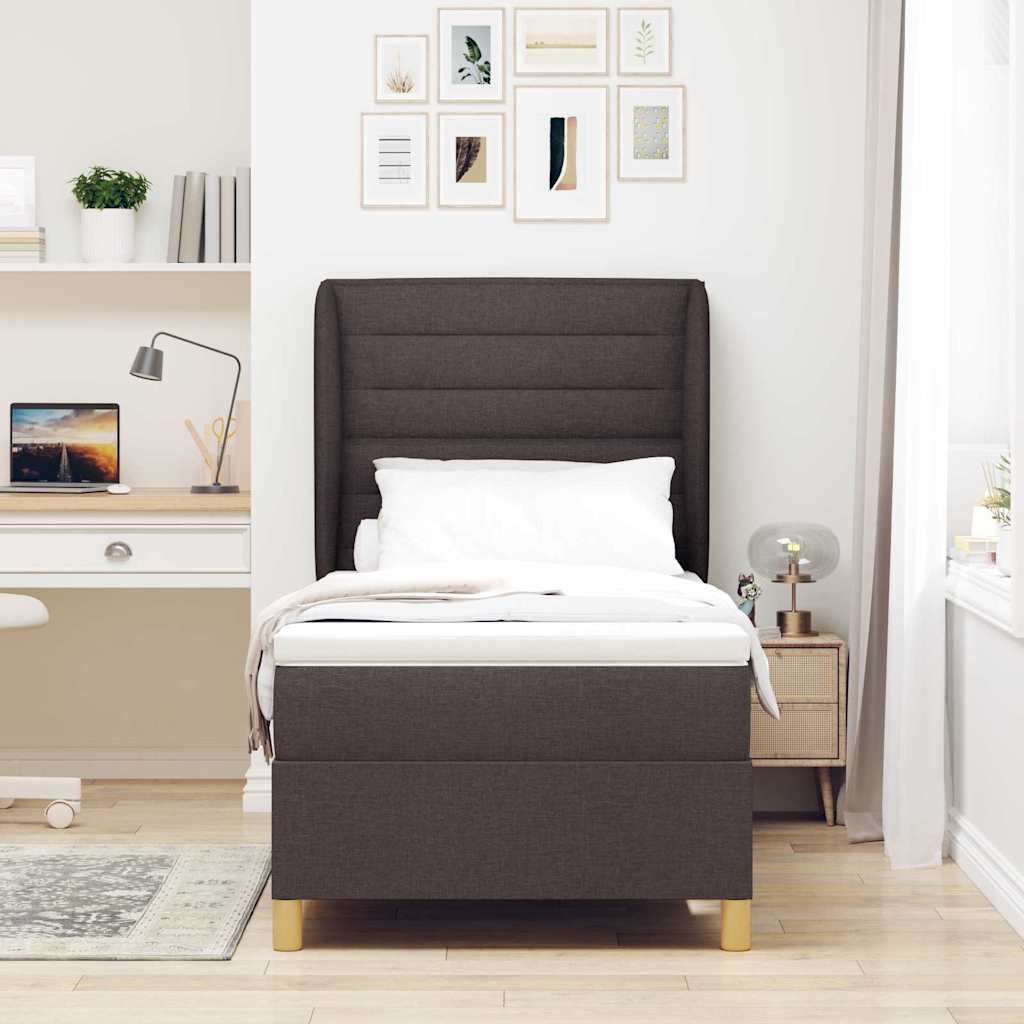 Box spring seng med madras Mørk Brun 190 x 90 cm Stof