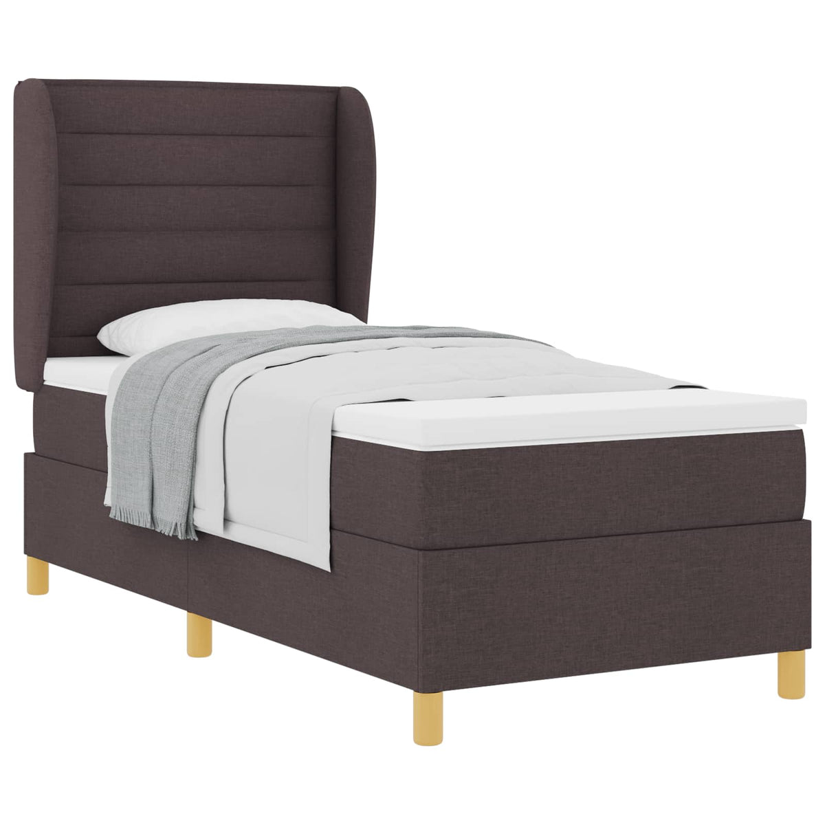Box spring seng med madras Mørk Brun 190 x 90 cm Stof