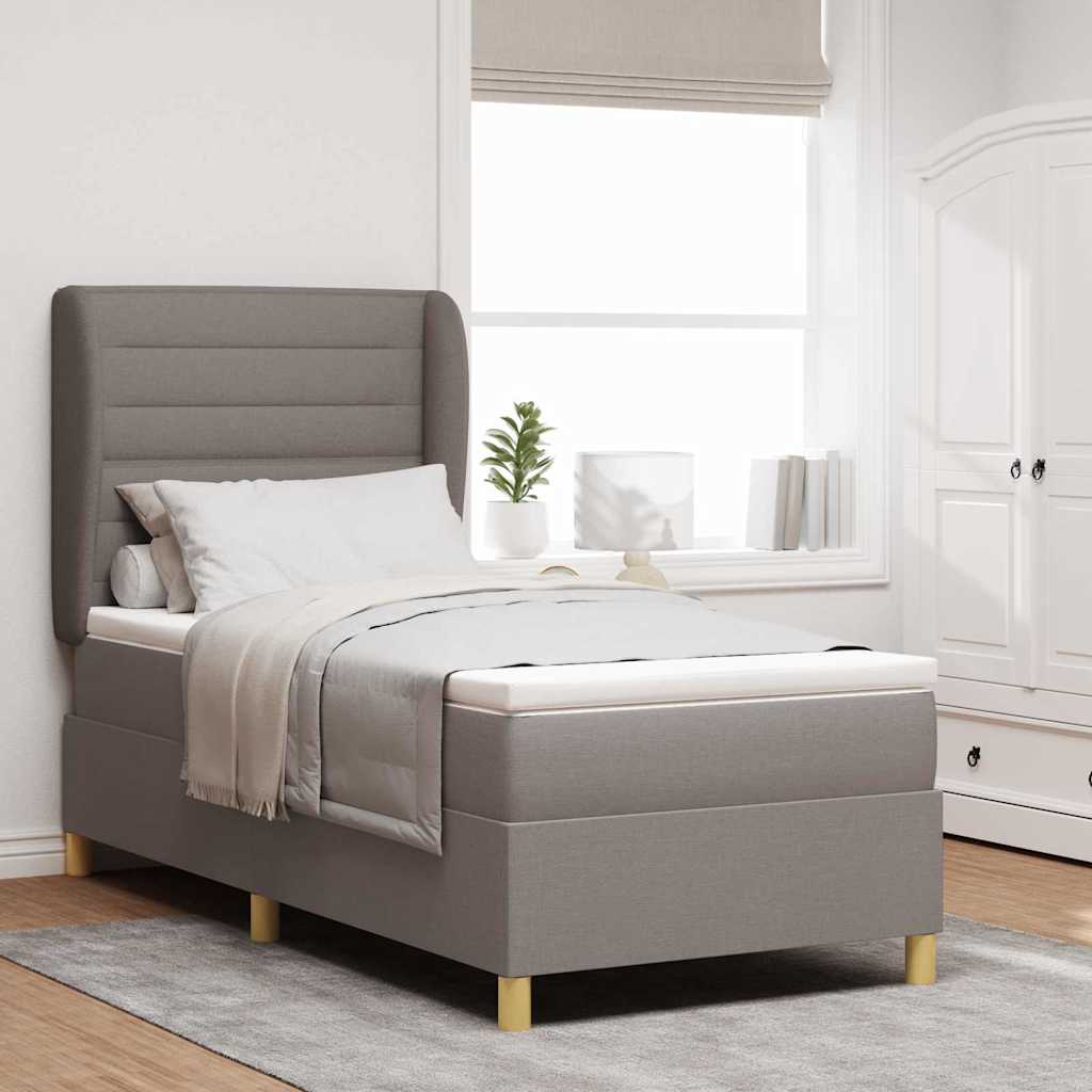 Box spring seng med hovedgærde Gråbrun 190 x 90 cm Stof