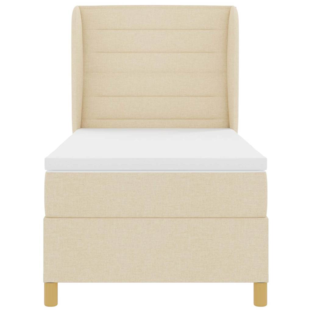 Box spring seng med madras Creme 190 x 90 cm Stof