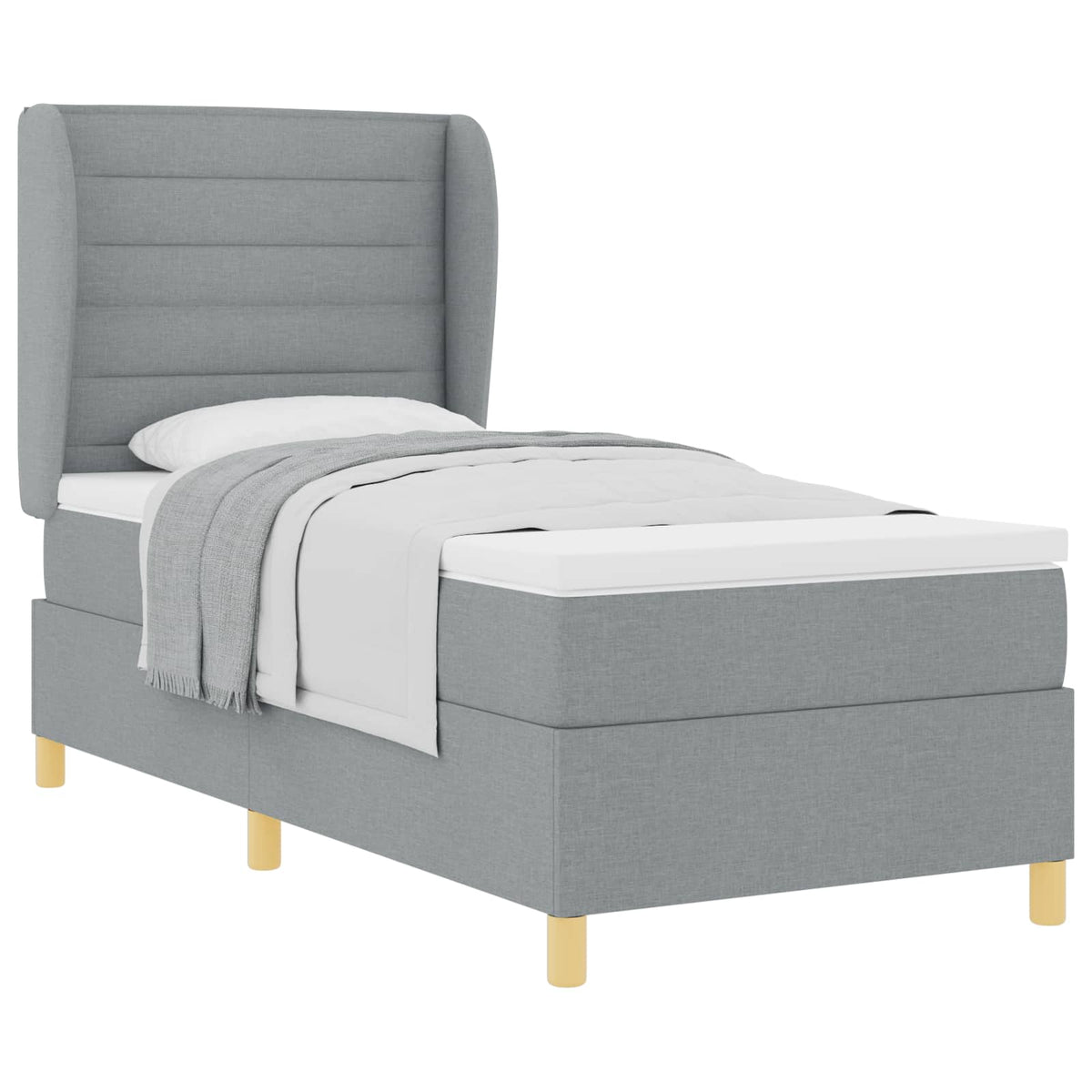 Box spring seng med madras Lysegrå 200 x 90 cm Stof