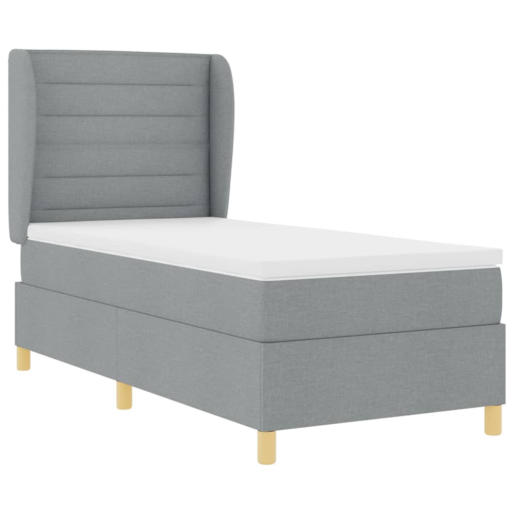 Box spring seng med madras Lysegrå 200 x 90 cm Stof