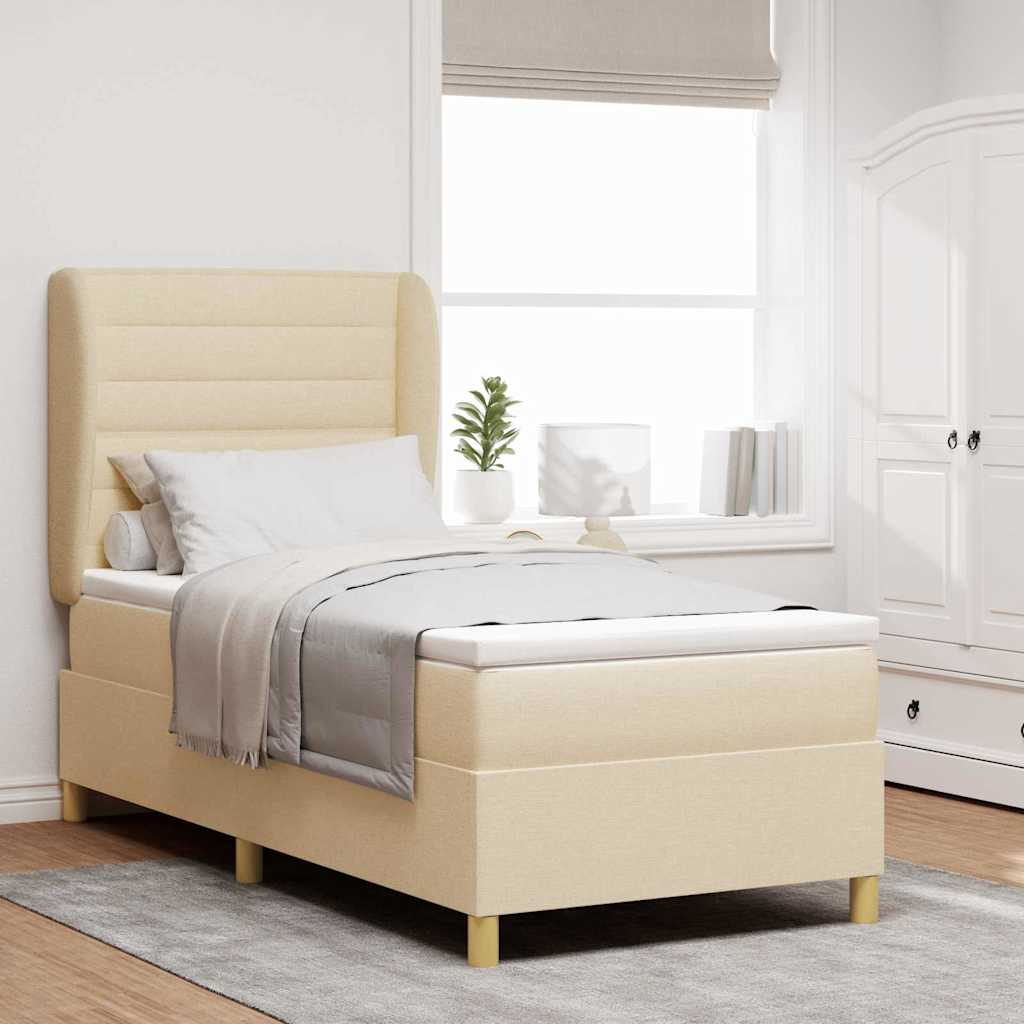 Box spring seng med madras Creme 200 x 90 cm Stof