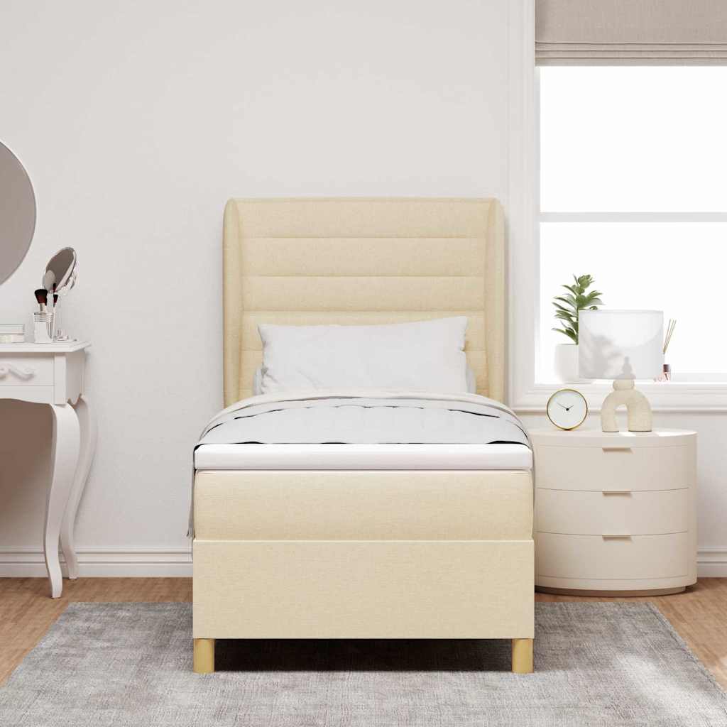 Box spring seng med madras Creme 200 x 90 cm Stof