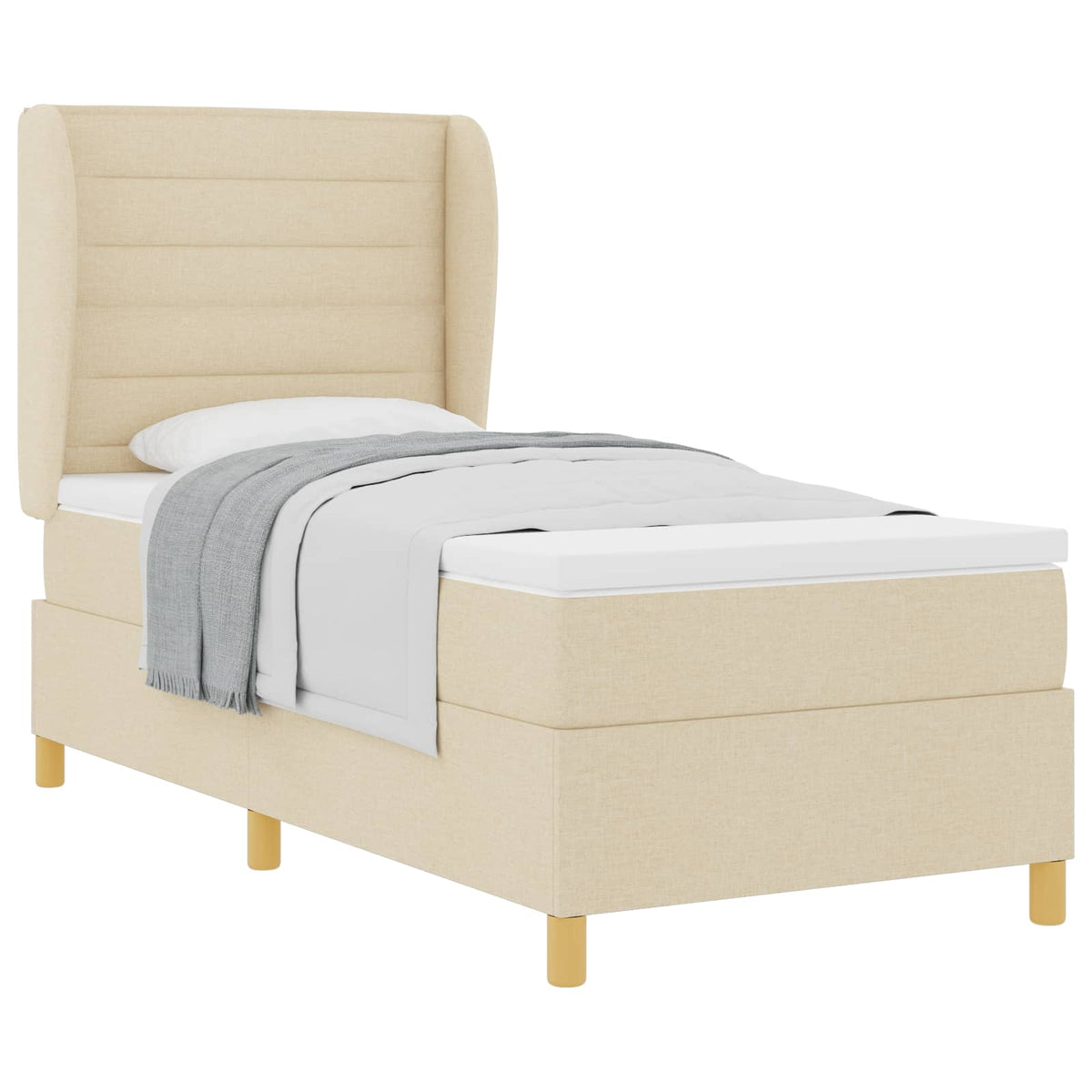 Box spring seng med madras Creme 200 x 90 cm Stof