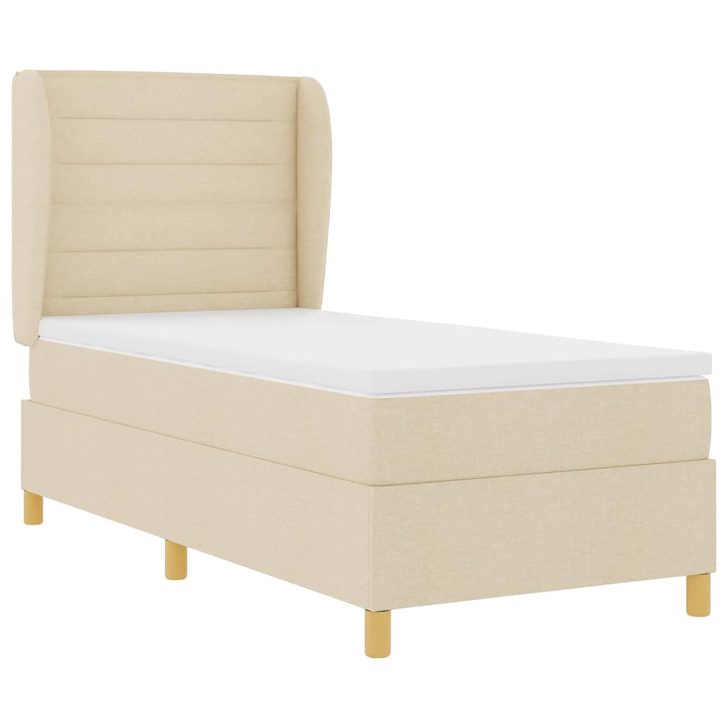 Box spring seng med madras Creme 200 x 90 cm Stof