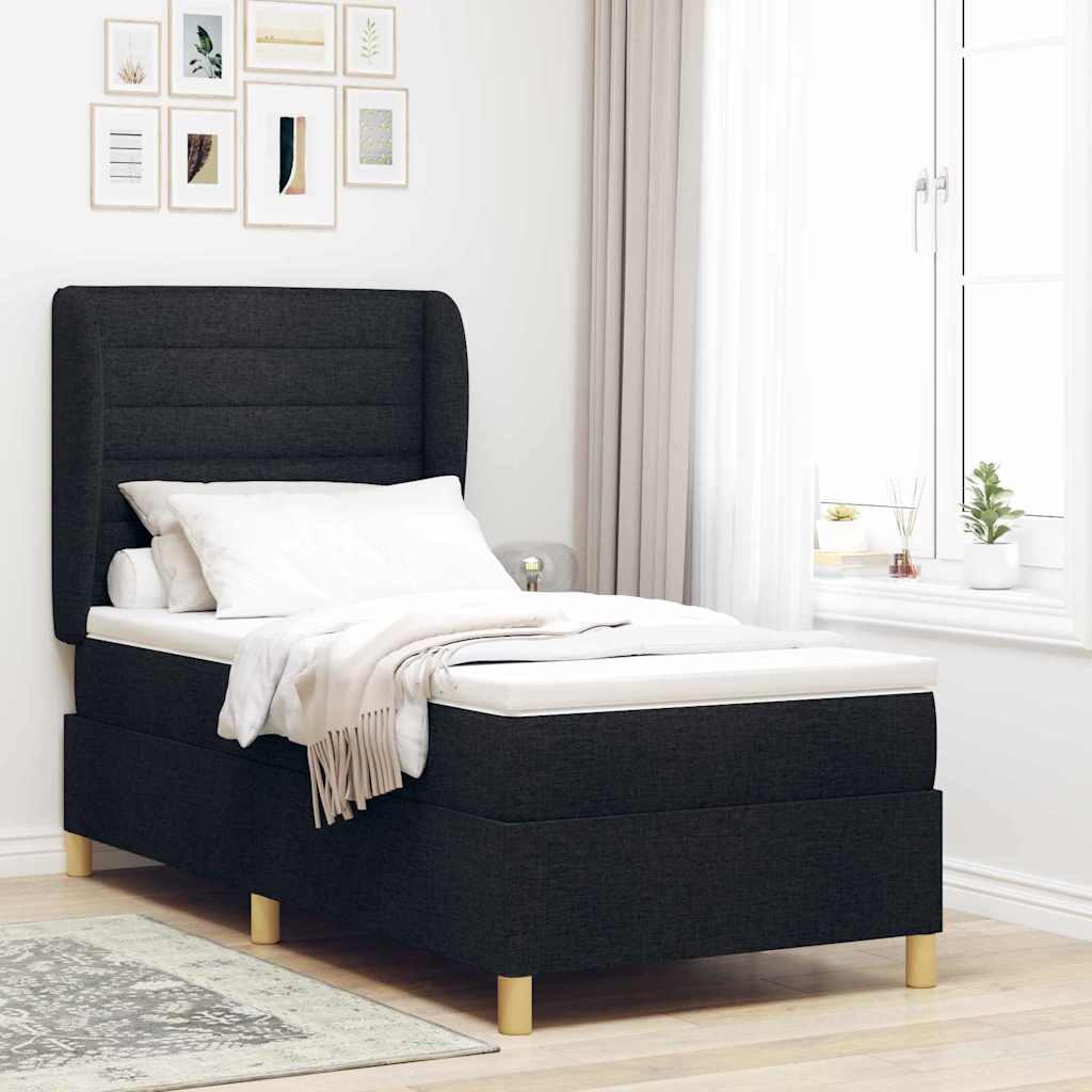 Box spring seng med madras Sort 200 x 100 cm Stof