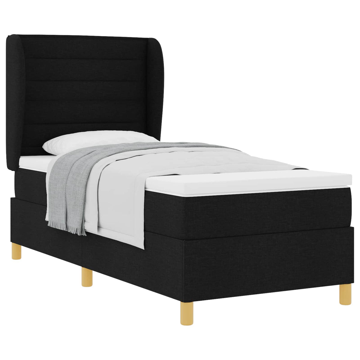 Box spring seng med madras Sort 200 x 100 cm Stof