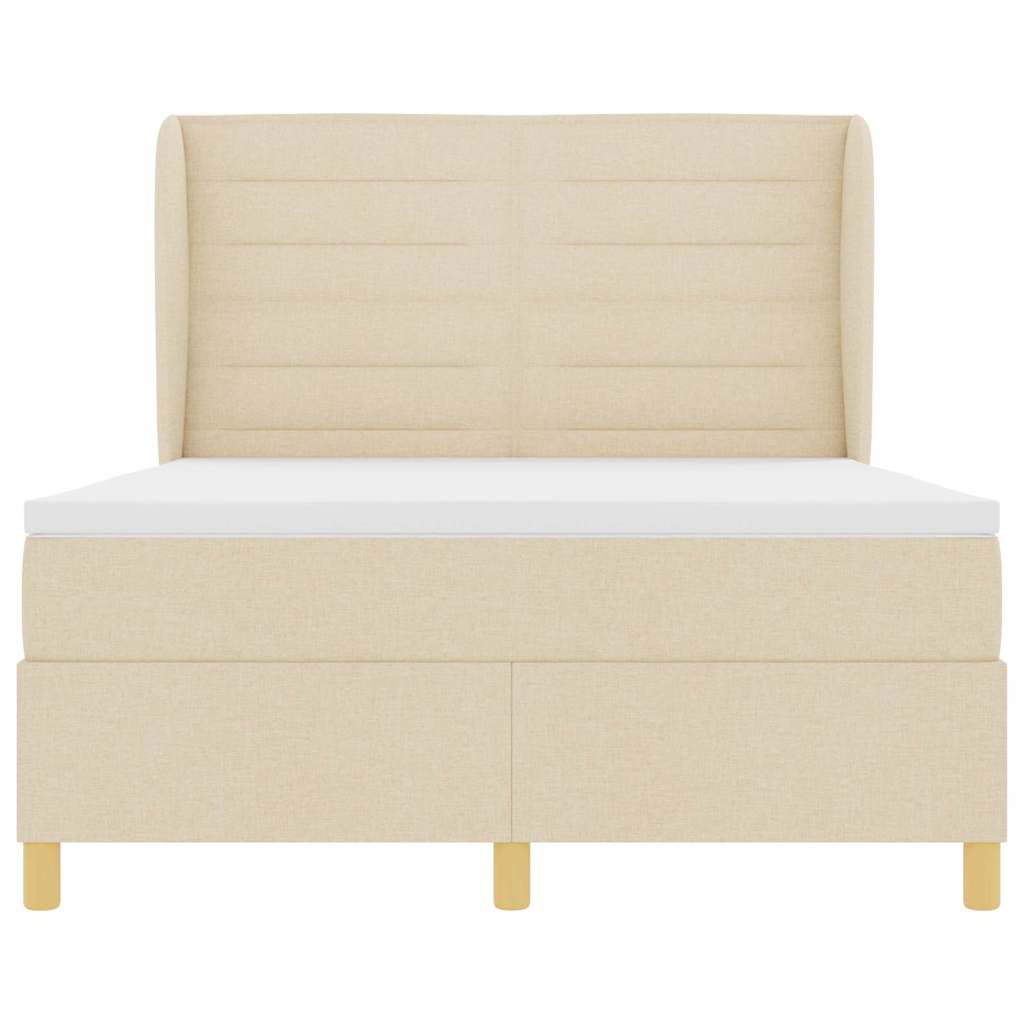 Box spring seng med madras Creme 190 x 140 cm Stof