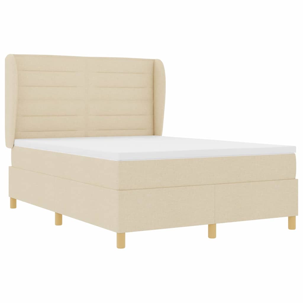 Box spring seng med madras Creme 200 x 140 cm Stof