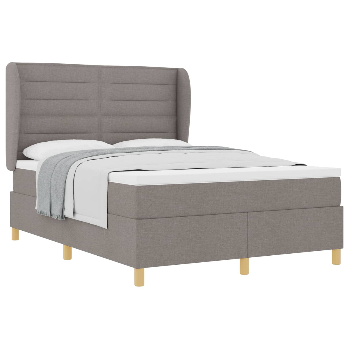 Box spring seng med hovedgærde Gråbrun 200 x 160 cm Stof