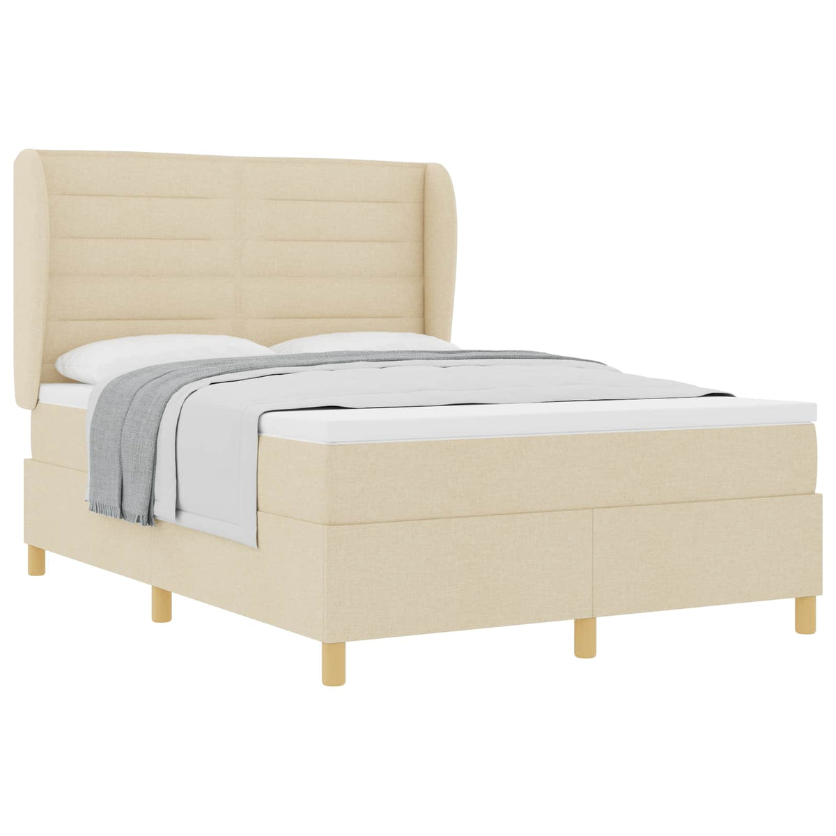Box spring seng med madras Creme 200 x 160 cm Stof