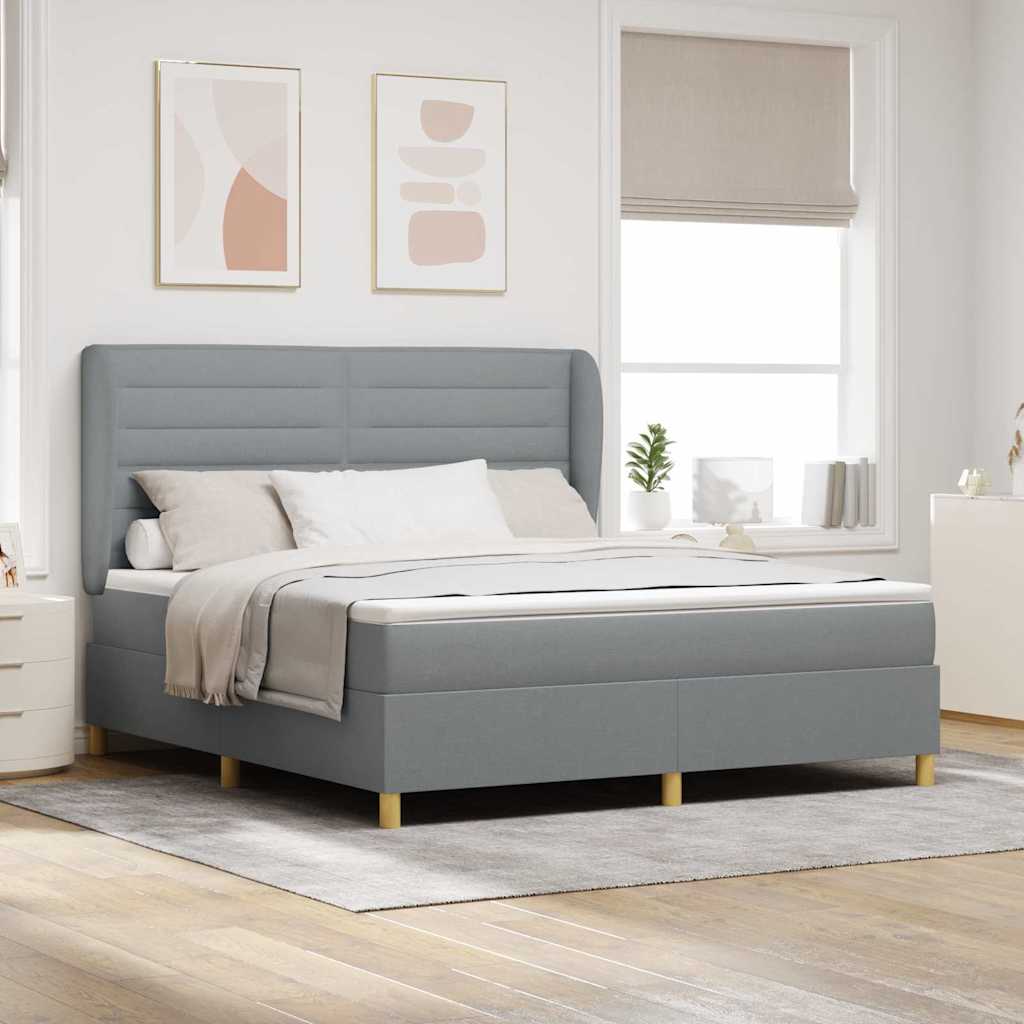 Box spring seng med madras Lysegrå 200 x 180 cm Stof