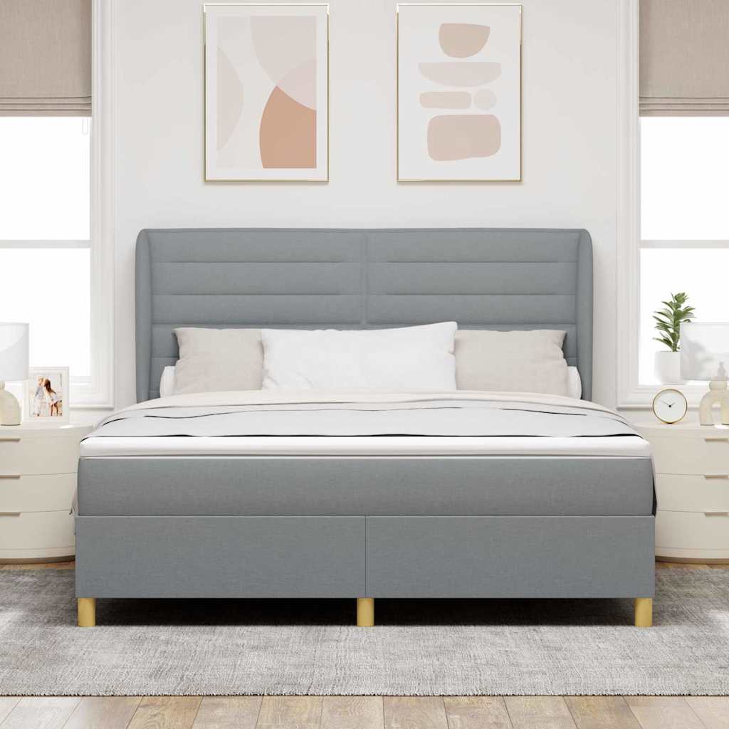 Box spring seng med madras Lysegrå 200 x 180 cm Stof