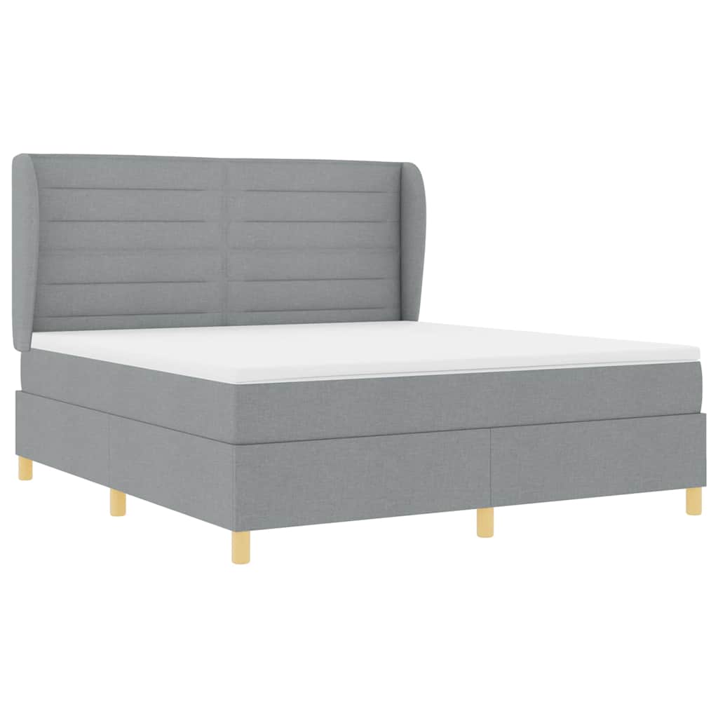 Box spring seng med madras Lysegrå 200 x 180 cm Stof