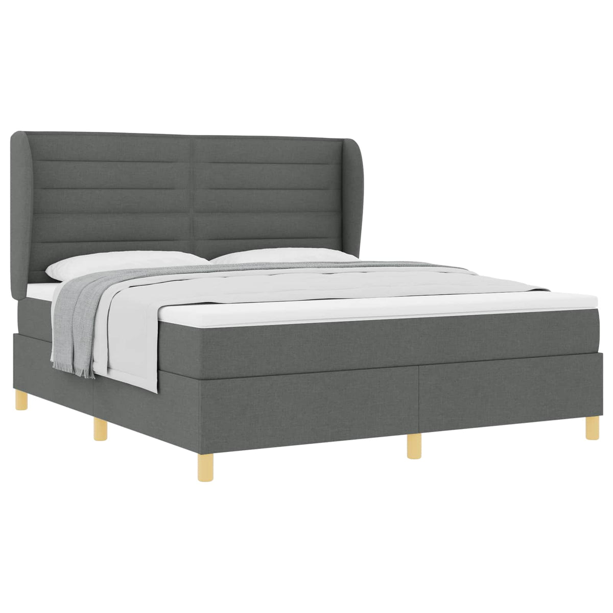 Box spring seng med madras Mørkegrå 200 x 180 cm Stof