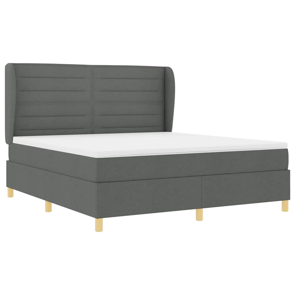 Box spring seng med madras Mørkegrå 200 x 180 cm Stof