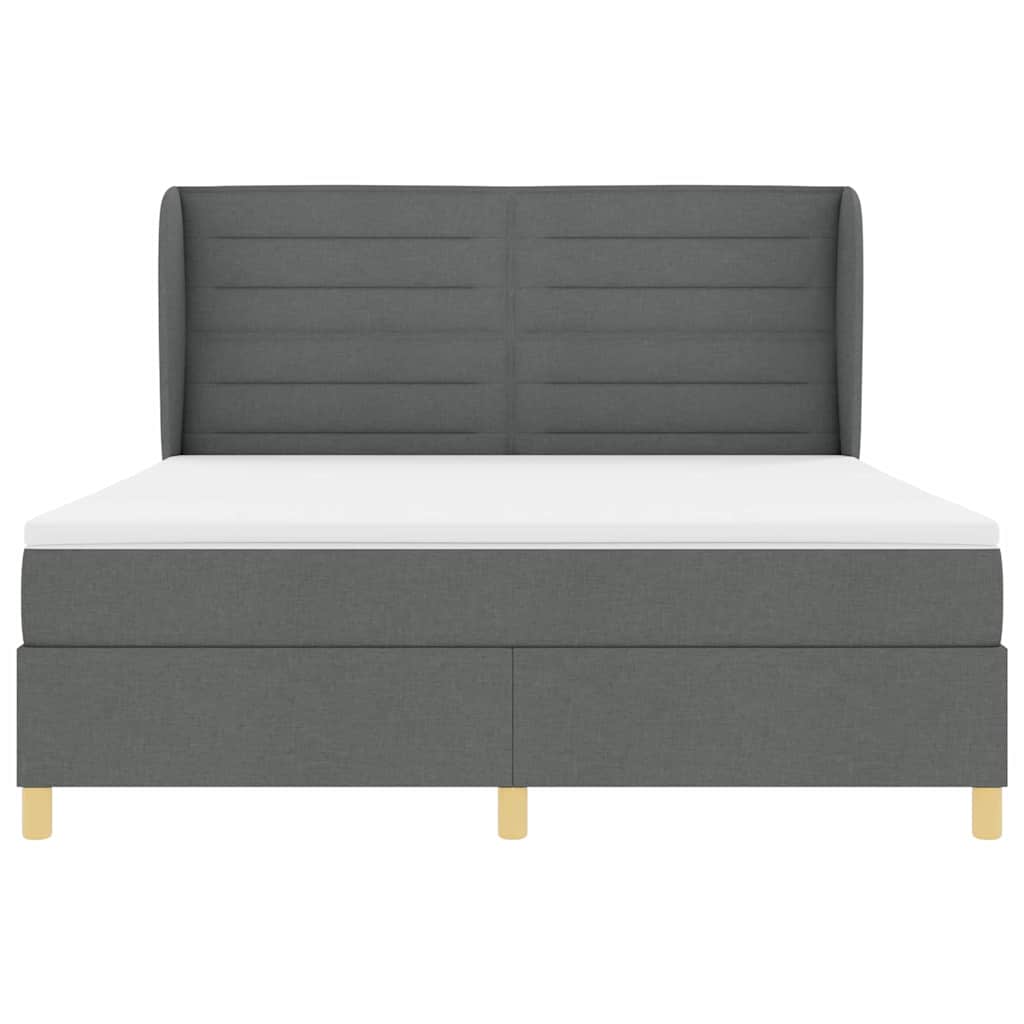Box spring seng med madras Mørkegrå 200 x 180 cm Stof