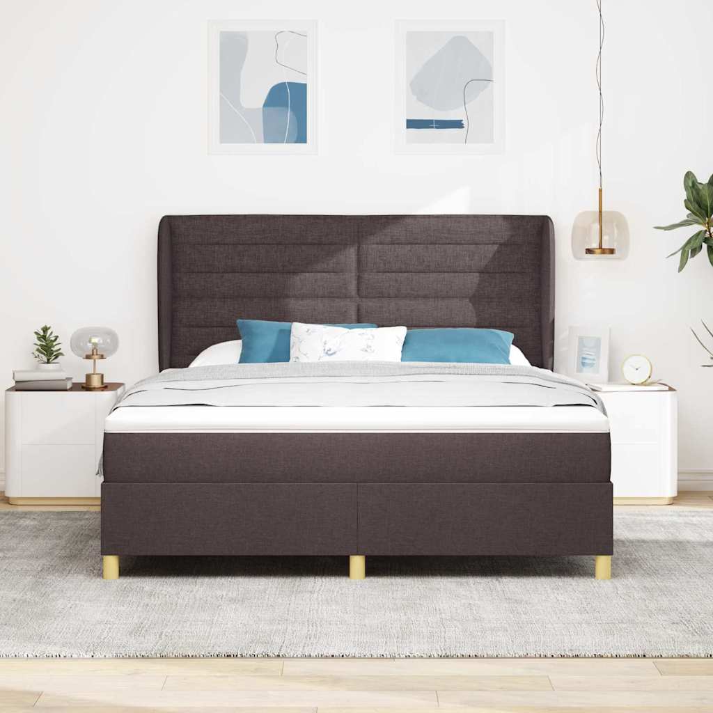 Box spring seng med madras Mørk Brun 200 x 180 cm Stof