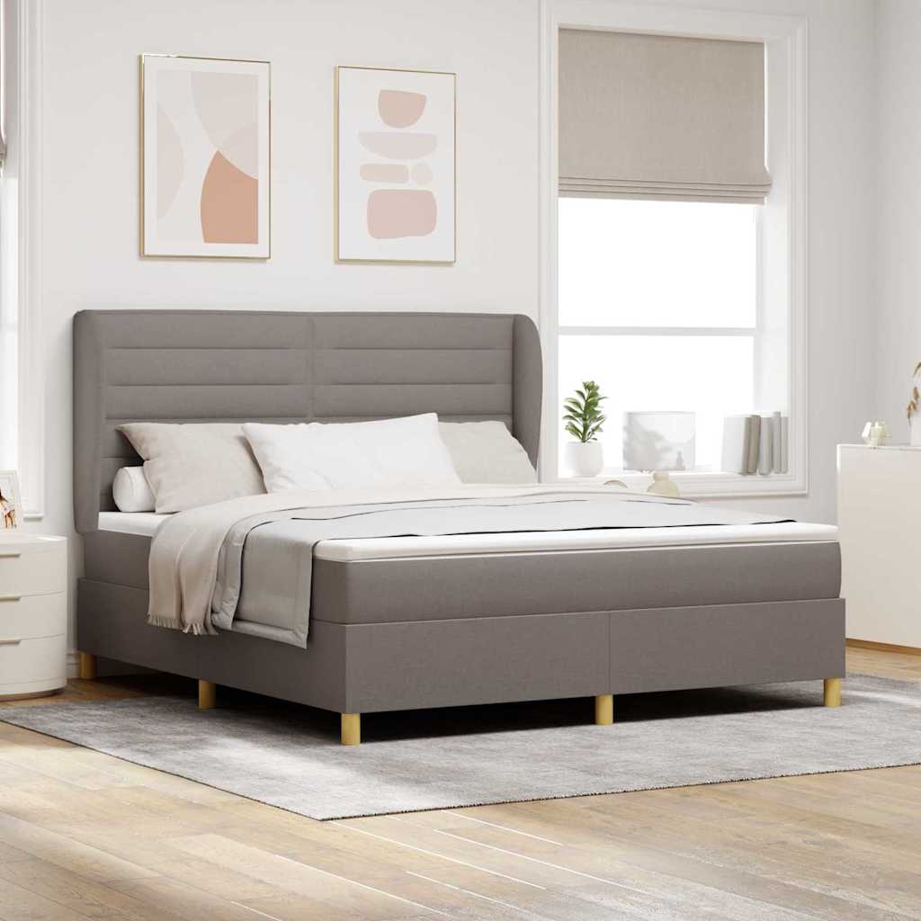 Box spring seng med hovedgærde Gråbrun 200 x 180 cm Stof