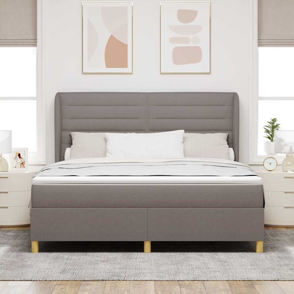 Box spring seng med hovedgærde Gråbrun 200 x 180 cm Stof