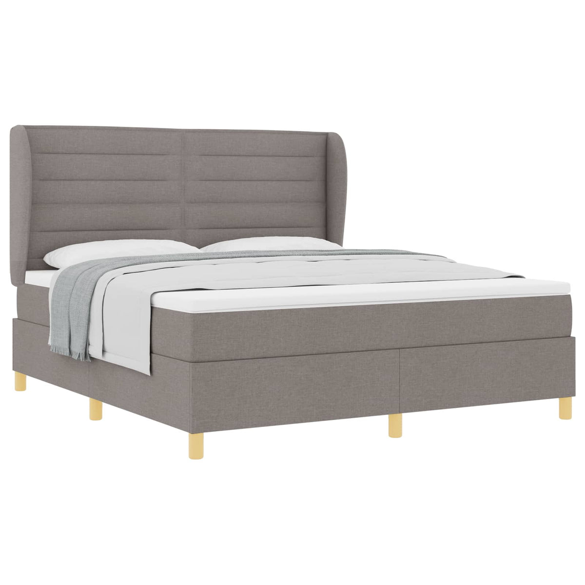 Box spring seng med hovedgærde Gråbrun 200 x 180 cm Stof