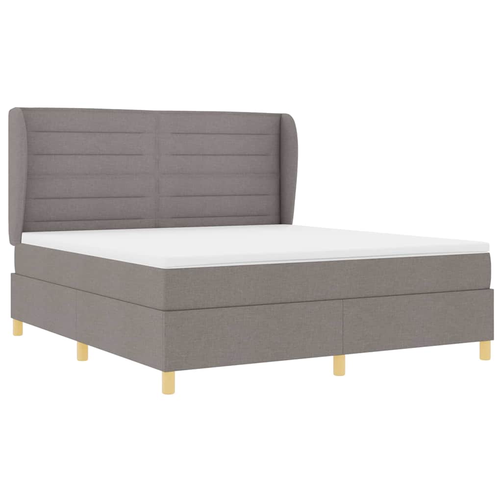 Box spring seng med hovedgærde Gråbrun 200 x 180 cm Stof