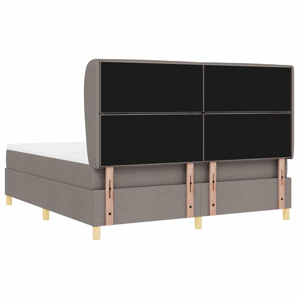Box spring seng med hovedgærde Gråbrun 200 x 180 cm Stof